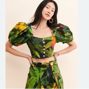 NWOT FARM rio cocoa forest button-down top